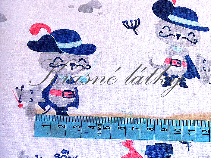 Kocour v botách š. 160cm, bavlněné plátno z