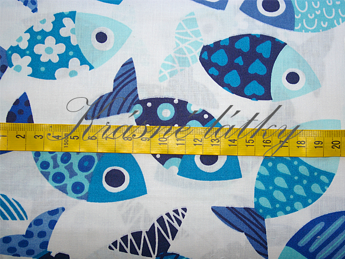 Rybičky modré - 100% bavlna, š. 160 cm, 130 g/m2, plátno