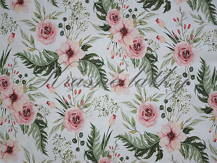 Divoká růže  - 100% bavlna, š. 160 cm bavlna, 130 g/m2