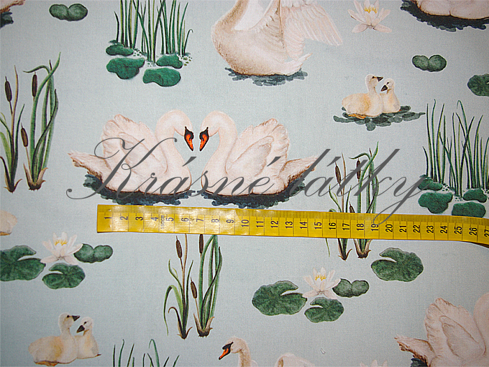 Labutě - 100% bavlna, š. 160 cm, 150 g/m2