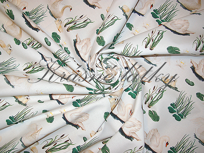 Labutě - 100% bavlna, š. 160 cm, 150 g/m2