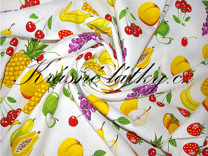 Vaflové piké Ovocný sen 3 100 % bavlna š. 240cm krásné syté barvy, pevná látka