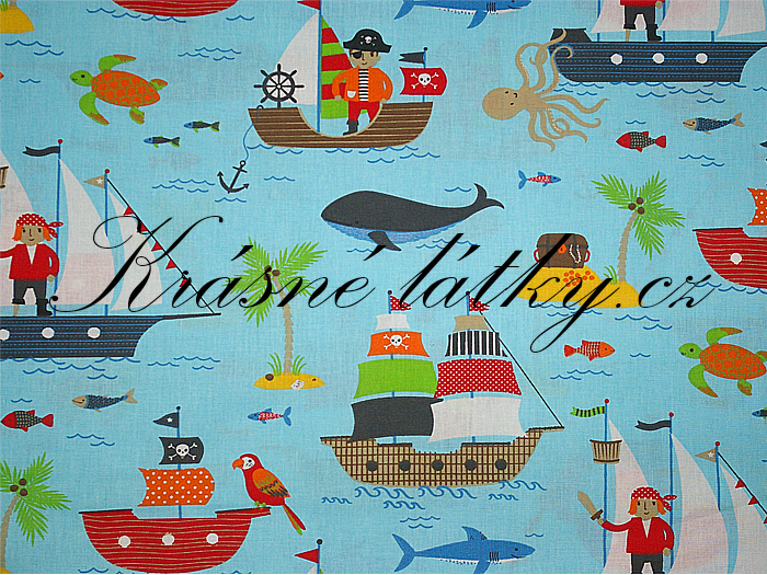 Piráti na moři - 100% bavlna, š. 160 cm bavlna, 150 g/m2