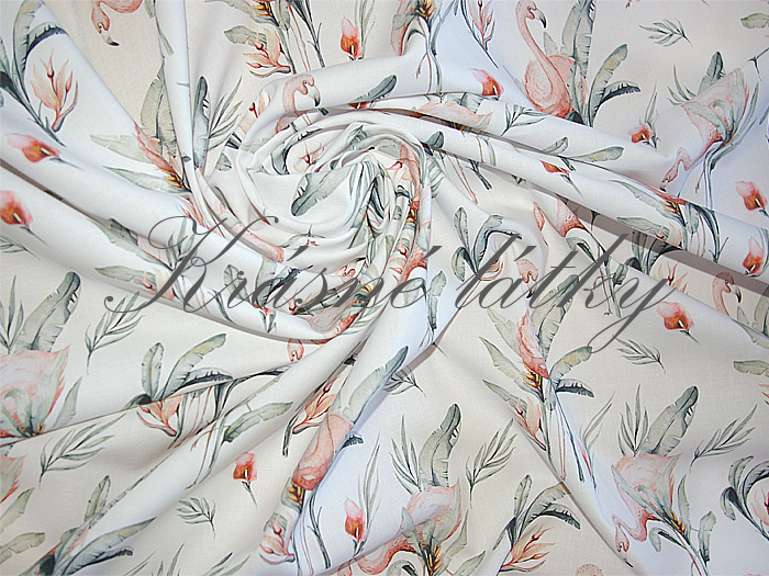 Plameňák - 100% bavlna, š. 160 cm, 150 g/m2