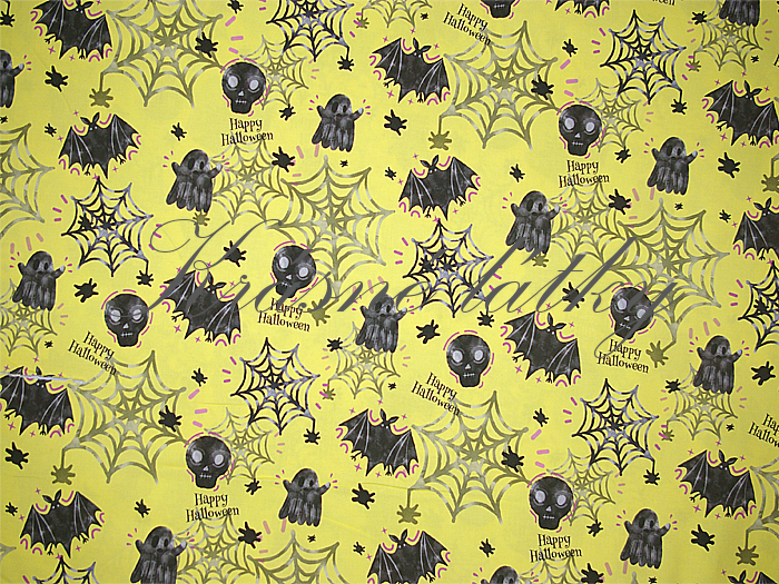 Halloween lebky, pavouci, pavučina, strašidla š. 160 cm bavlna, 150 g/m2, šedý podklad