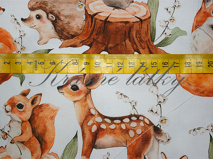 Srneček, veverka, zajíček, liška - 100% bavlna, š. 160 cm, 150 g/m2
