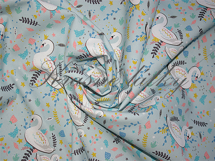 Labutě s korunkou - 100% bavlna, š. 160 cm, 150 g/m2