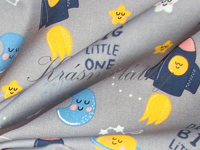 Raketa, vesmír, planety, souhvězdí - 100 % bavlna, š. 160 cm, 150 g/m2