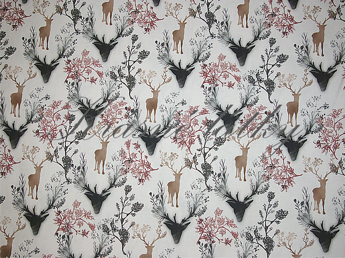 Jelen, paroží - 100% bavlna plátno, š. 160 cm, 150g/m2