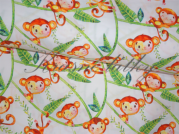 Opičky na liáně - 100% bavlna, š. 160 cm, 150 g/m2