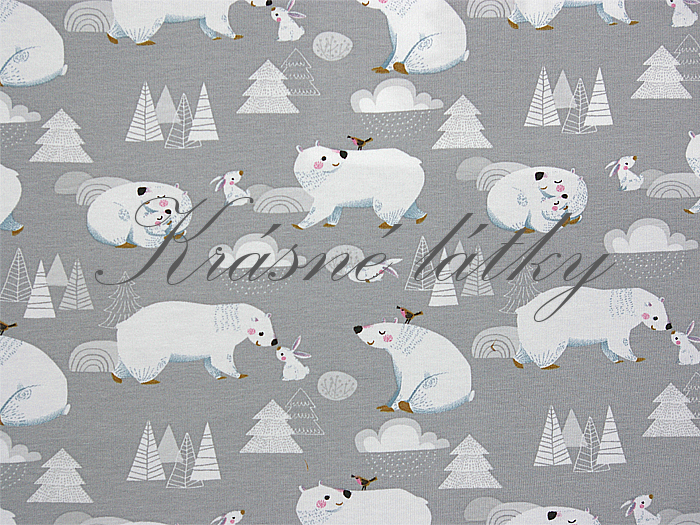 Medvěd a zajíc - 95 % bavlna, elastan 5 %, š. 160 cm, 170 g/m2 