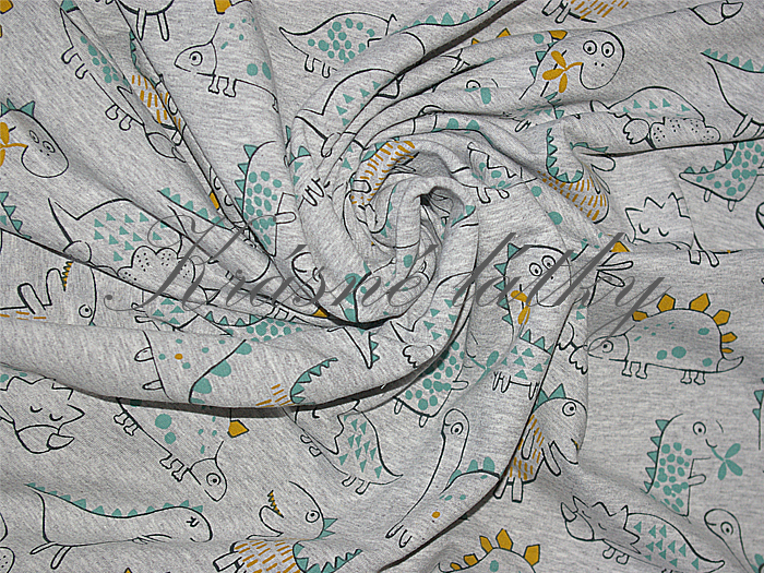 Dinosaurus - 95 % bavlna, 5 % elastan, š. 150 cm, 250 g/m2