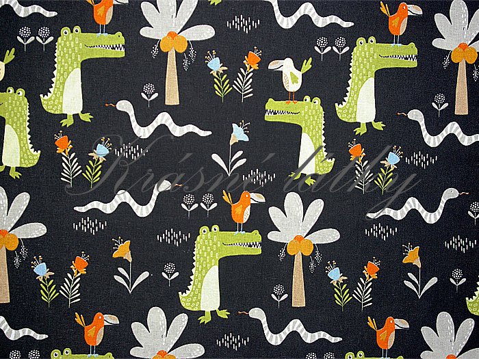 Hadi, krokodýl - 100% bavlna, š. 160 cm, 140 g/m2