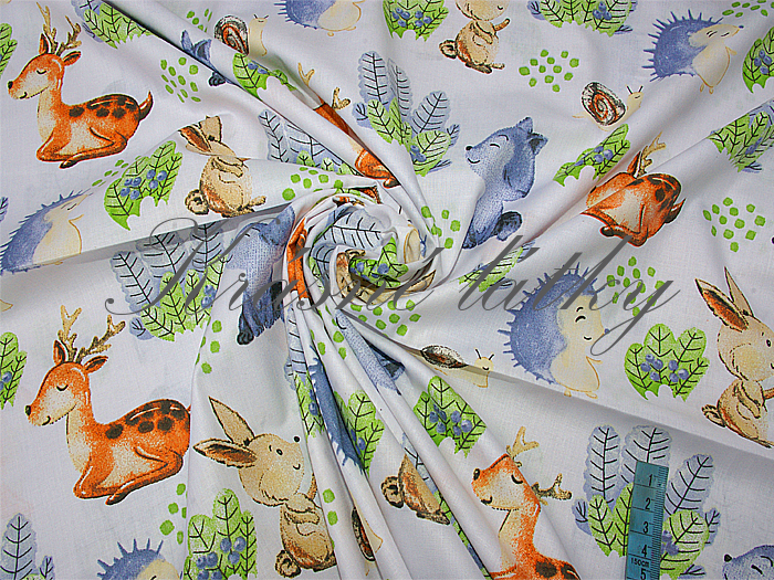 160 x 92 cm Lesní zvířátka - 100% bavlna, 160 cm, 130 g/m2