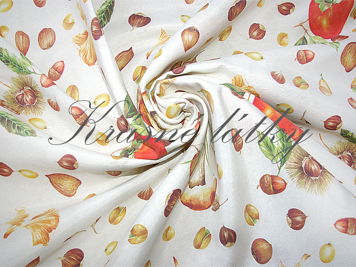 Oříšky a houby - 60% bavlna, 40% polyester, š. 280 cm, 180 g/m2, dětské látky metráž