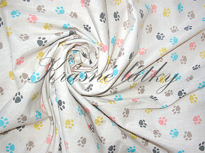 Tlapky - 60% bavlna, 40% polyester, š. 280 cm, 180 g/m2, dětské látky metráž