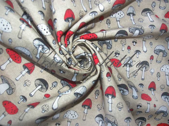 Houby - 60% bavlna, 40% polyester, š. 280 cm, 180 g/m2, dětské látky metráž