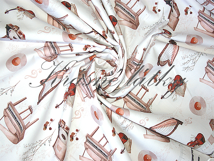 Hudební nástroje - 100% bavlna, 160 cm, 150 g/m2, plátno