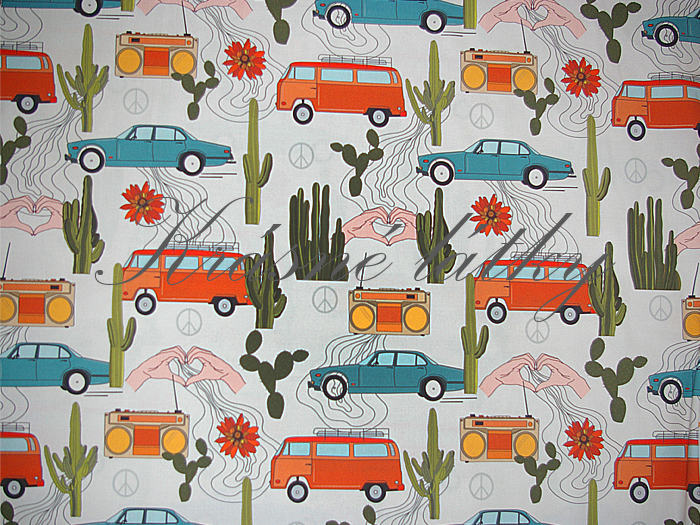 Retro auta - 100% bavlna, š. 160 cm, 150 g/m2