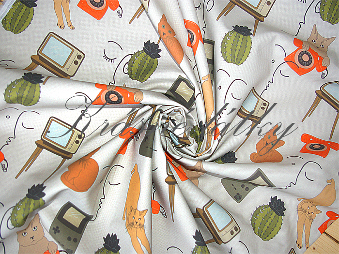 Retro elektro - 100% bavlna, š. 160 cm, 150 g/m2