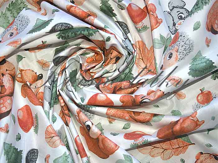 Dětská látka se vzorem zvířátek - 100% bavlna, plátno, š. 160 cm, 130 g/m2