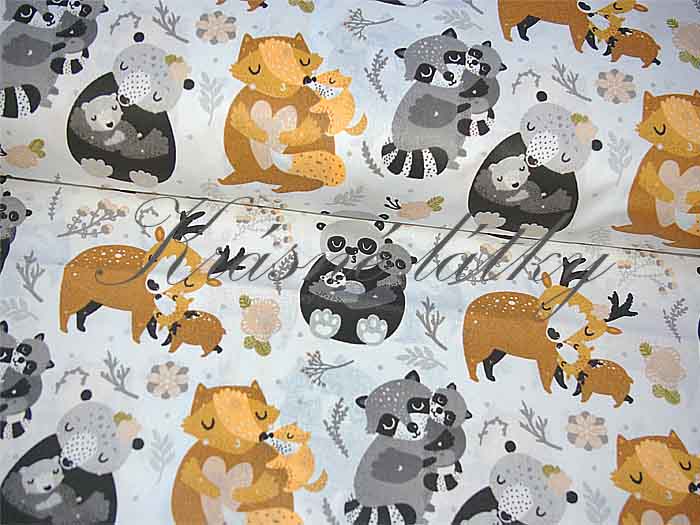 Dětská látka vzor zvířátka - 100% bavlna - plátno, š. 160 cm, 130 g/m2