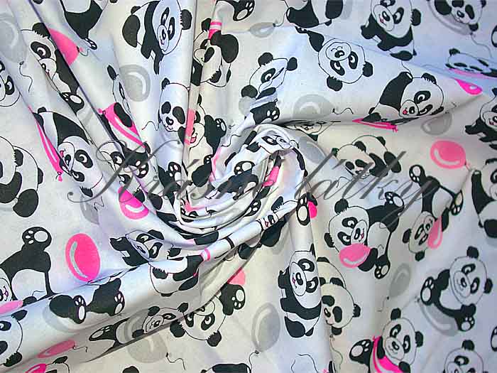 Dětská látka vzor zvířátka Panda- 100% bavlna - plátno, š. 160 cm, 130 g/m2