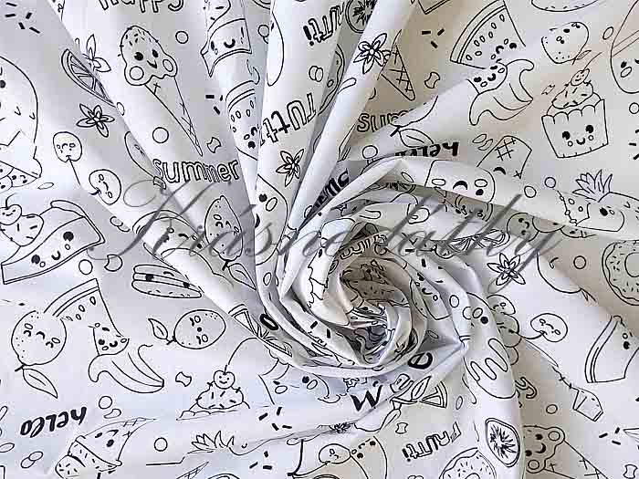 Dětská látka, látkové omalovánky Léto - 100% bavlna, š. 150 cm,  120 g/m2 bavlna látky metráž