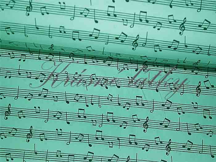 Bavlněná látka mint noty v metráži - 100% bavlna, š. 160 cm, 120 g/m2, látky metráž