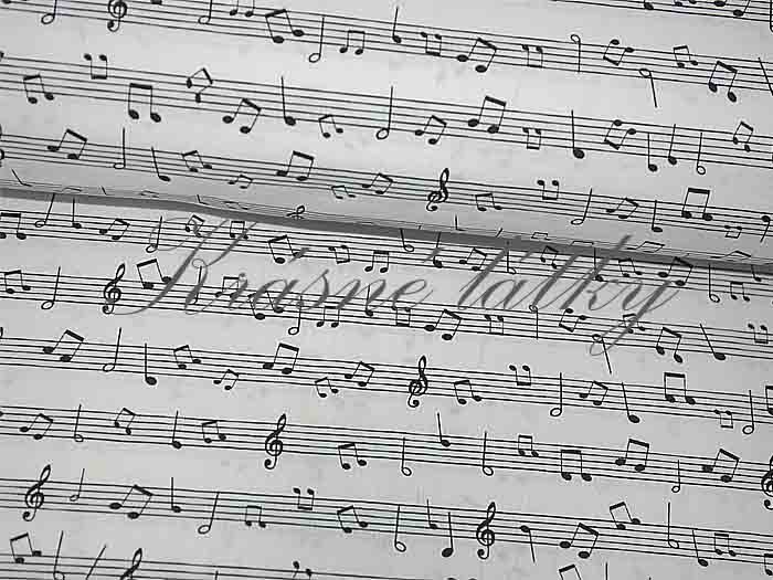 Bavlněná látka bílé noty v metráži - 100% bavlna, š. 160 cm, 120 g/m2, látky metráž