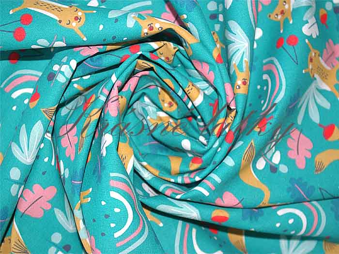 Dětská bavlněná látka, vzor boho liška - 100% bavlna, š. 150 cm, 115 g/m2, látky metráž