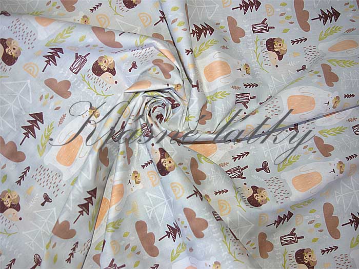 Bavlna Boho lesní zvířátka - 100% bavlna, š. 160 cm, 130 g/m2, látky metráž