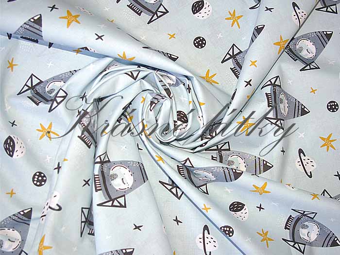 Bavlna vesmírná raketa - 100% bavlna, š. 160 cm, 130 g/m2, látky metráž
