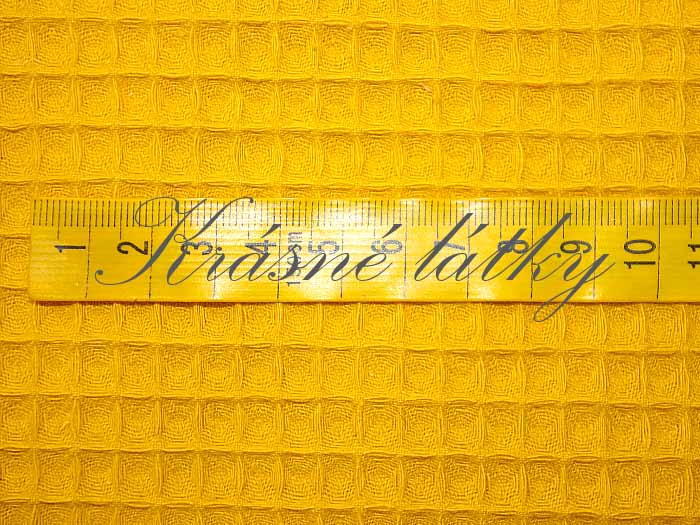 Vaflové piké, vafle tmavá žlutá - 100% bavlna, š. 150 cm, 230 g/m2, látky metráž