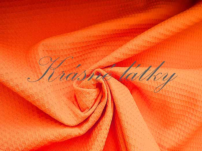 Vaflové piké, vafle sytě oranžová - 100% bavlna, š. 240 cm, 300 g/m2, dětské látky metráž
