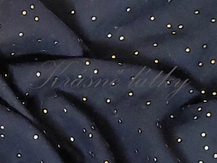 Mušelínová látka kapičky, gázovina černá - mušelín – třpytivé látky - metráž