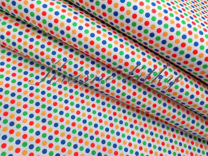 Bavlna puntíky mix, dětské látky metráž