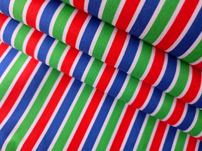 Bavlna barevné pruhy mix, dětské látky metráž