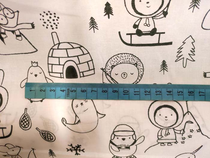 Dětská bavlněná látka, látkové omalovánky Eskymák a iglú - 100% bavlna, plátno, dětské látky metráž