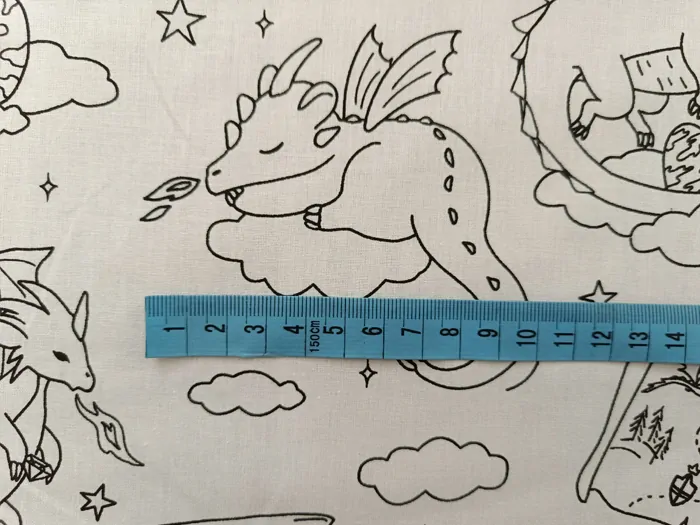 Dětská látka, látkové omalovánky drak - 100% bavlna, látky metráž