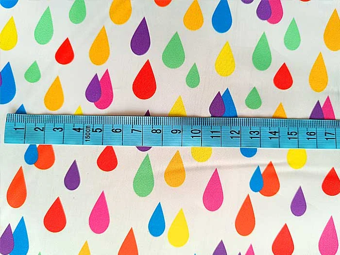 Barevné dešťové kapky, bavlněná látka, 100% bavlna, látky metráž