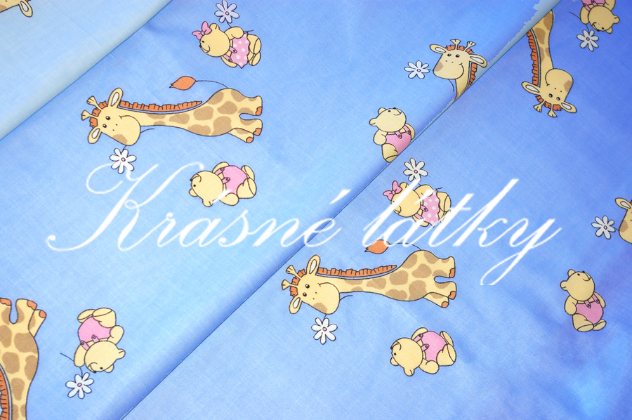 Žirafa modrá - 100% BA hebké plátno - široká možnost použití