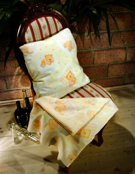 Medvídci oranžová - bavlna, polyester