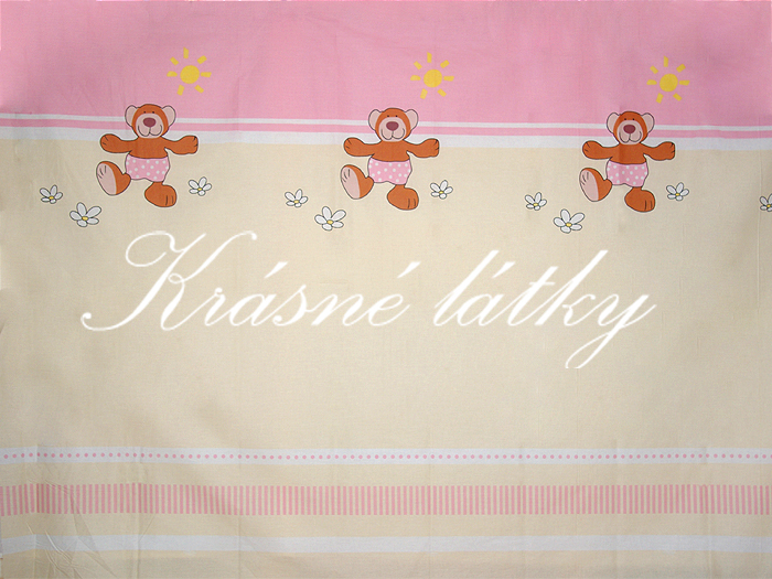 Medvídek s kytičkou - růžový- 100% bavlna