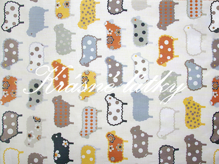 Ovečky - velmi pěkný vzor a materiál/bytový textil, hladké plátno