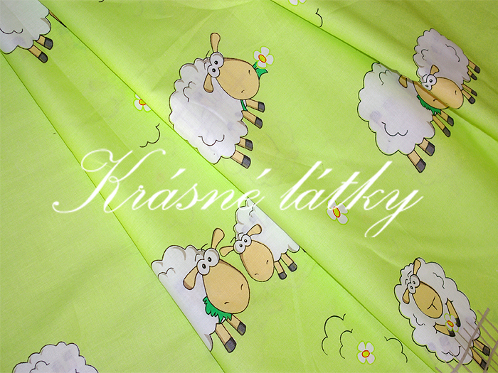 Vyprodáno Ovečky v zeleném provedení -  krásná látka např. na dětské povlečení