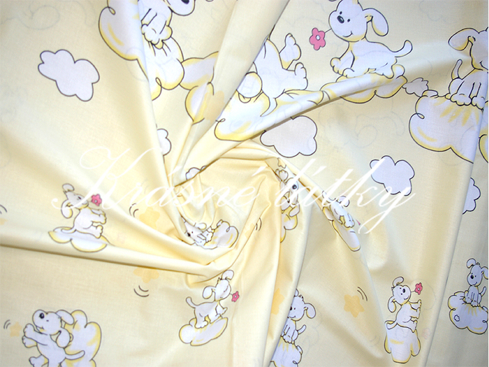 Štěňátka 100% bavlna š. 160cm,okrové/žluté provedení 