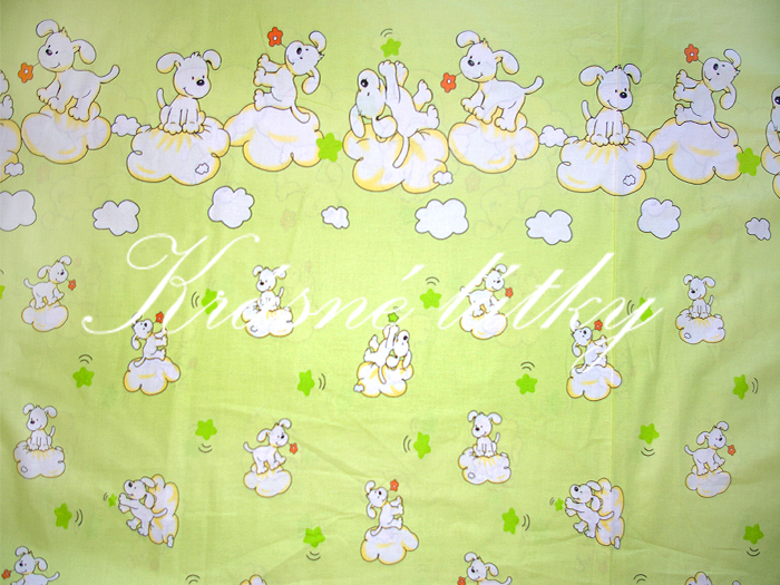 Štěňátka 100% bavlna š. 160cm,zelené/limetkové provedení 