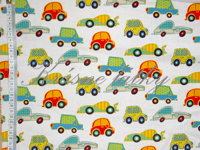 Autíčka značková metráž v pěkné kvalitě - š.160 cm 100% bavlna