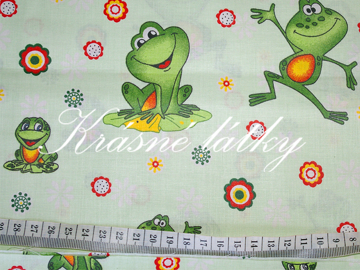 Žabičky zelené  š.140 cm 100% bavlna, hladké plátno